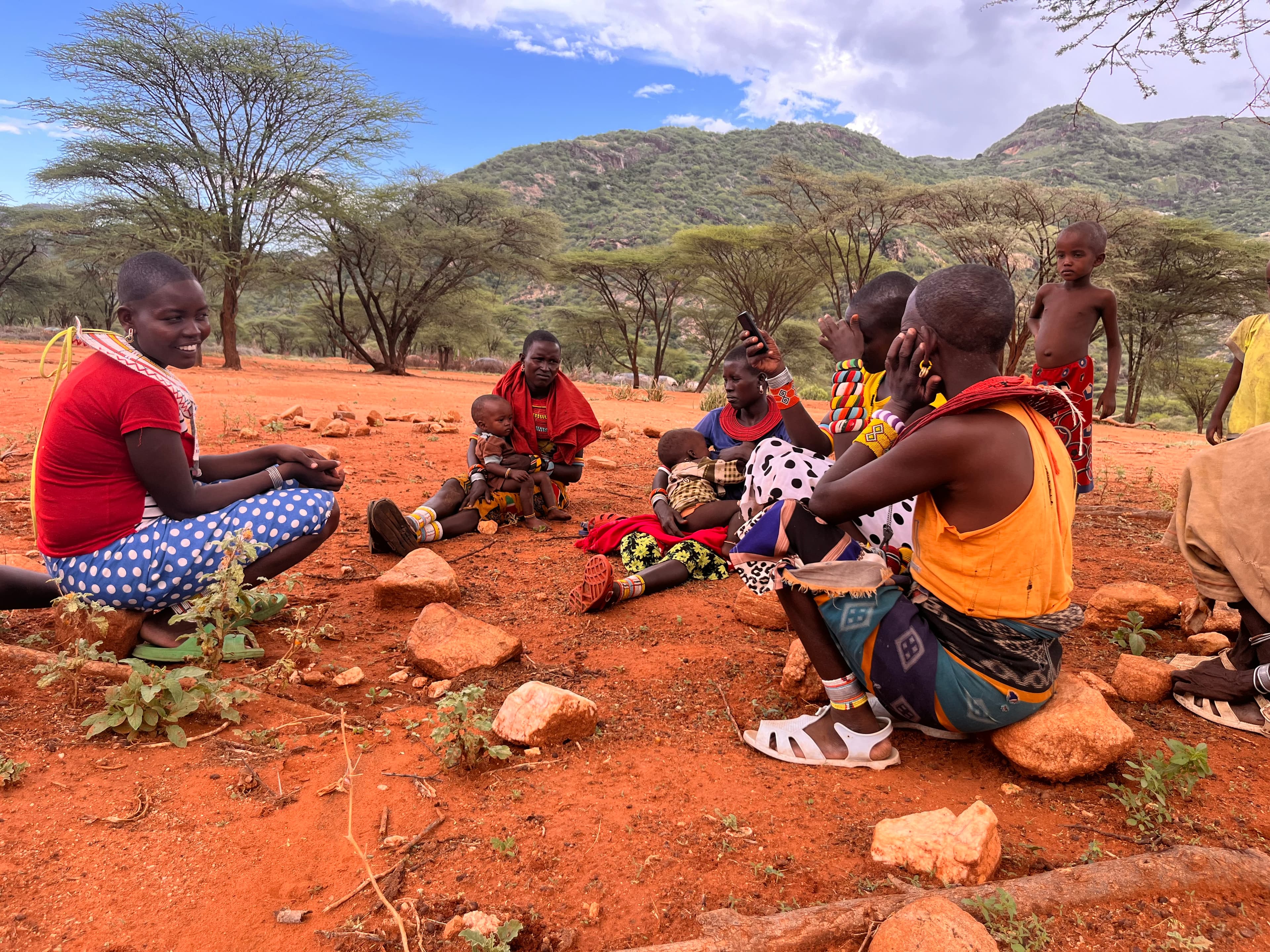 Outdoor gathering among a nomadic community